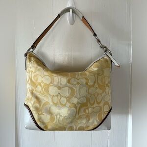 Coach Vintage Y2K Signature Optic Hobo White And Yellow Buttercream Bag